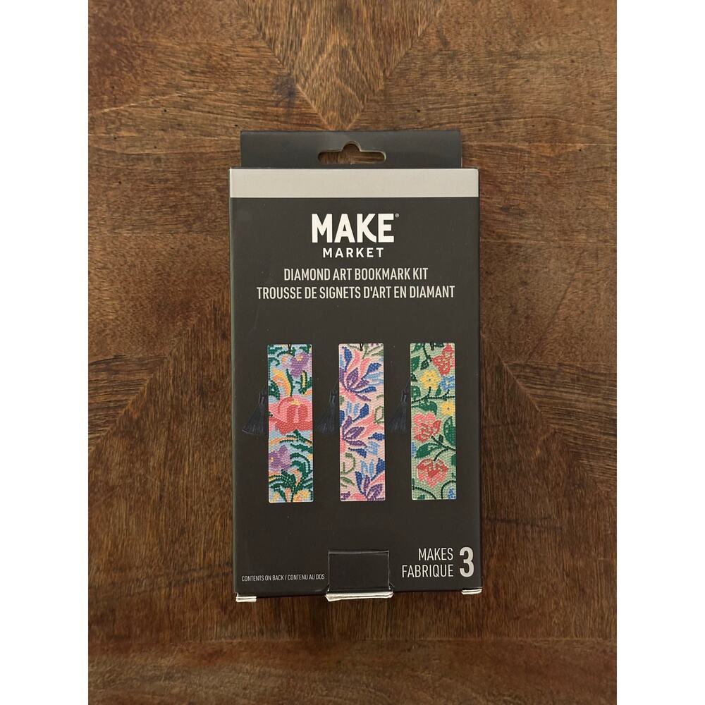 MAKE Market Diamond Art Bookmark Kit – Makes 3 Floral Bookmarks – NEW
